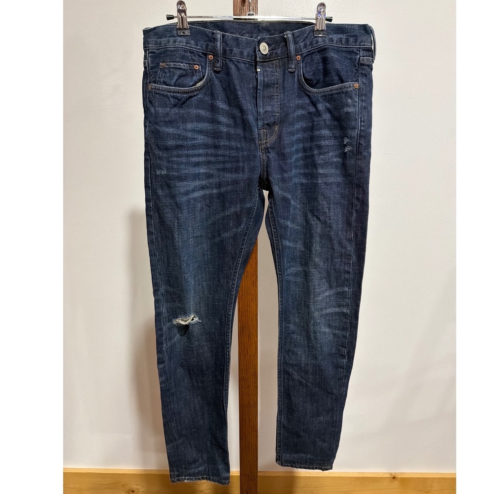 AllSaints Spitalfields Mens Indigo Blue Distressed Slim Button Fly Jeans
33x28